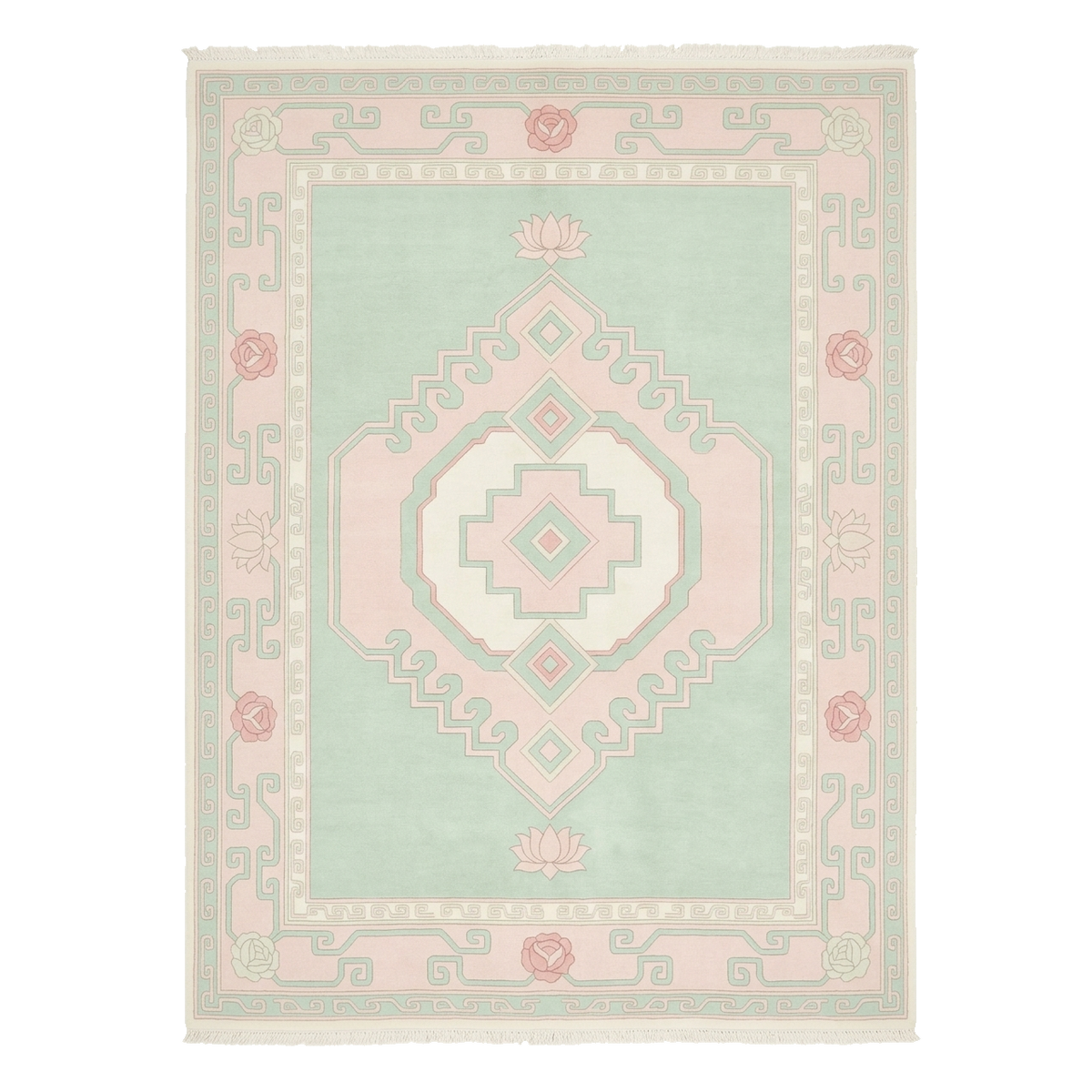 Mint Lotus Serenity Hand Knotted Rug 