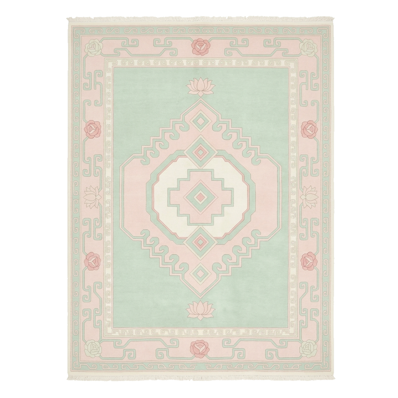 Mint Lotus Serenity Hand Knotted Rug 