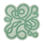 Minted Maze Loop wool rug with a mint green interlocking swirl and loop pattern