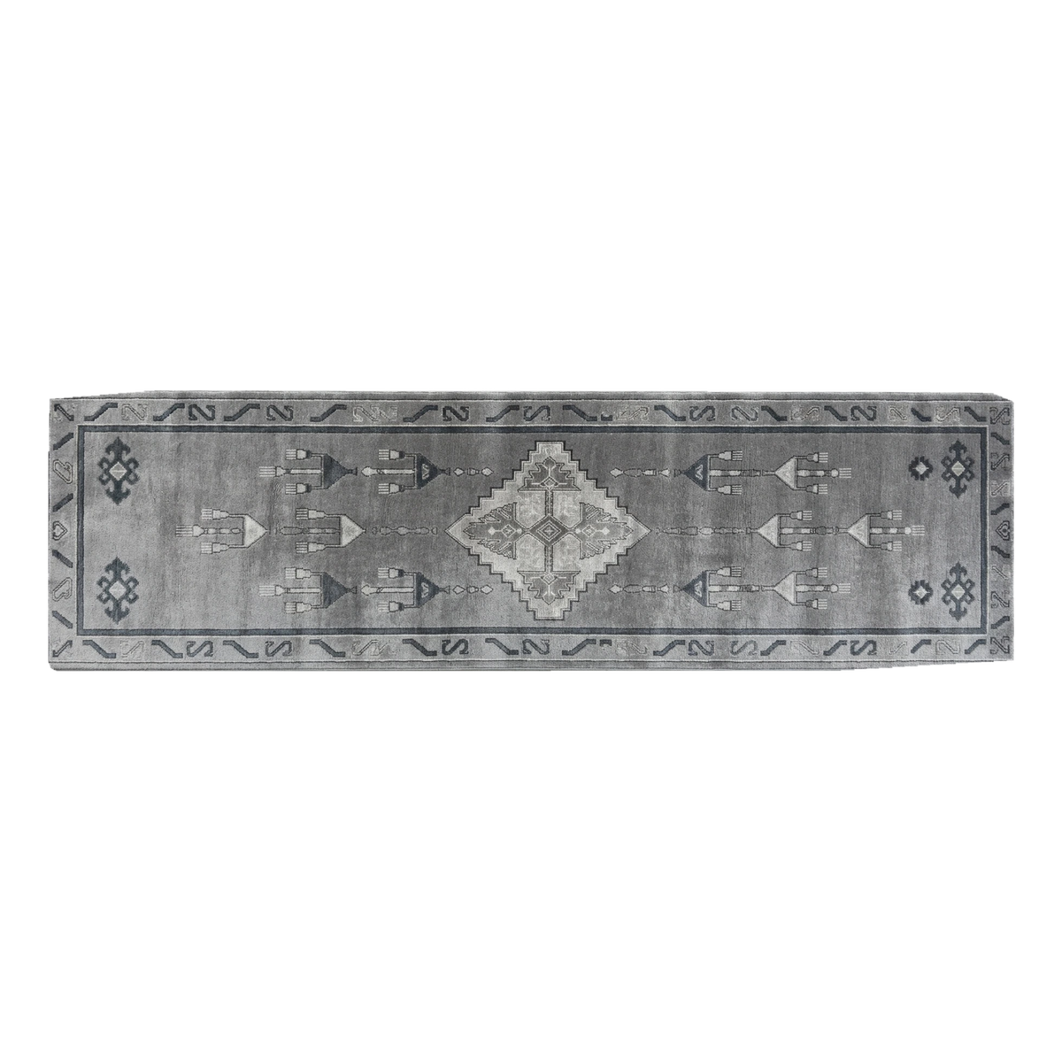 Misty Pewter Lanterns Hand Tufted Runner Rug - alternate view