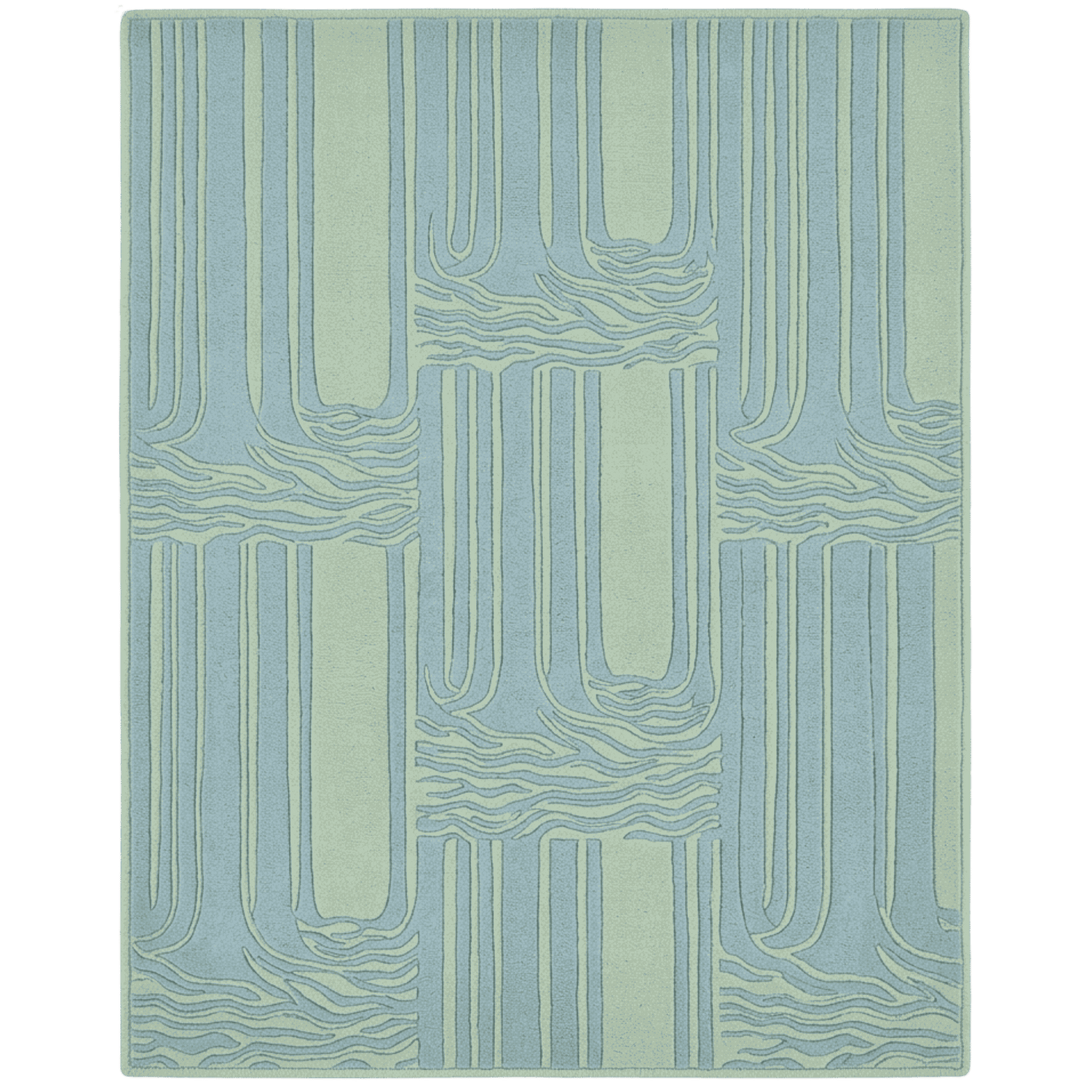 Modern Blue Water Reed Hand Tufted Wool Rug
