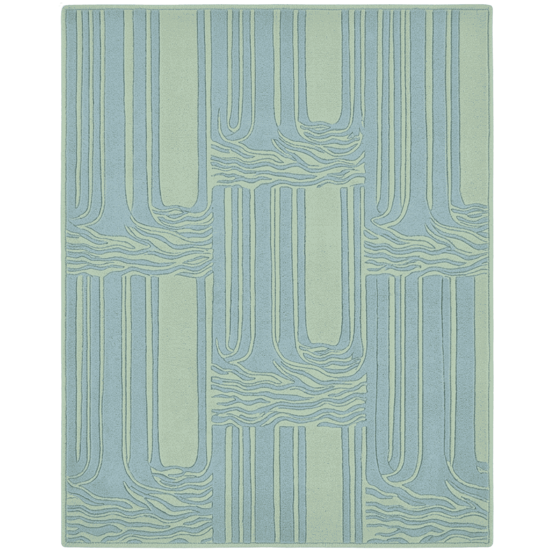 Modern Blue Water Reed Hand Tufted Wool Rug
