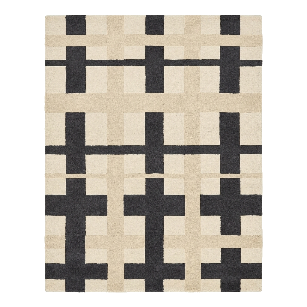 Monochrome Matrix Hand Knotted Wool Rug 