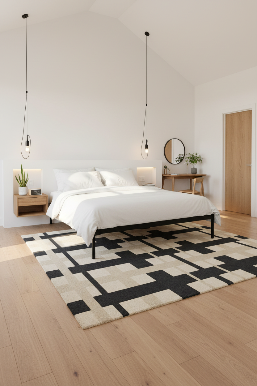 Monochrome Matrix Hand Knotted Wool Rug