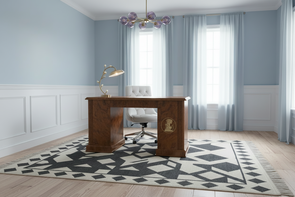 Monochrome Mosaic Hand Knotted Rug