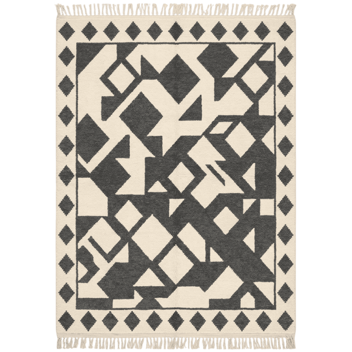 Monochrome Mosaic Hand Knotted Rug