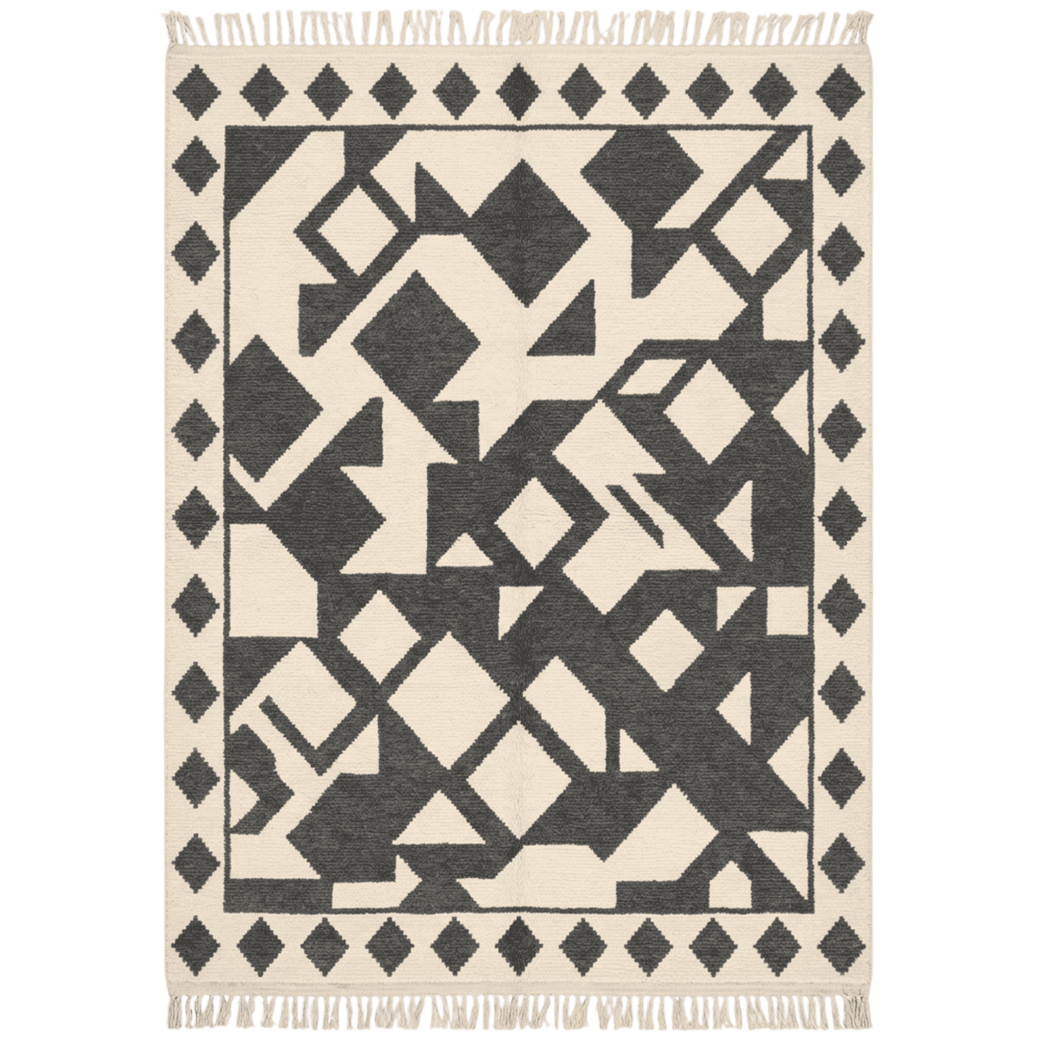 Monochrome Mosaic Hand Knotted Rug