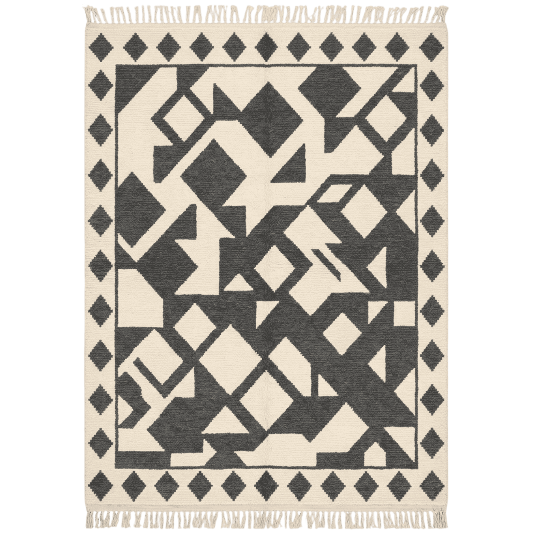 Monochrome Mosaic Hand Knotted Rug