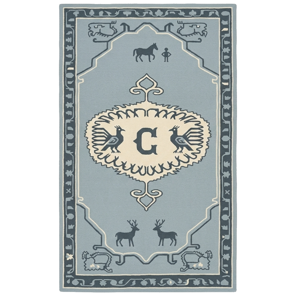 Monogram Style Hand Tufted Wool Rug 