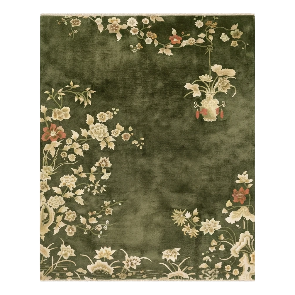 Moss Garden Cascade Hand Knotted Rug