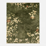 Moss Garden Cascade Hand Knotted Rug - studio photo