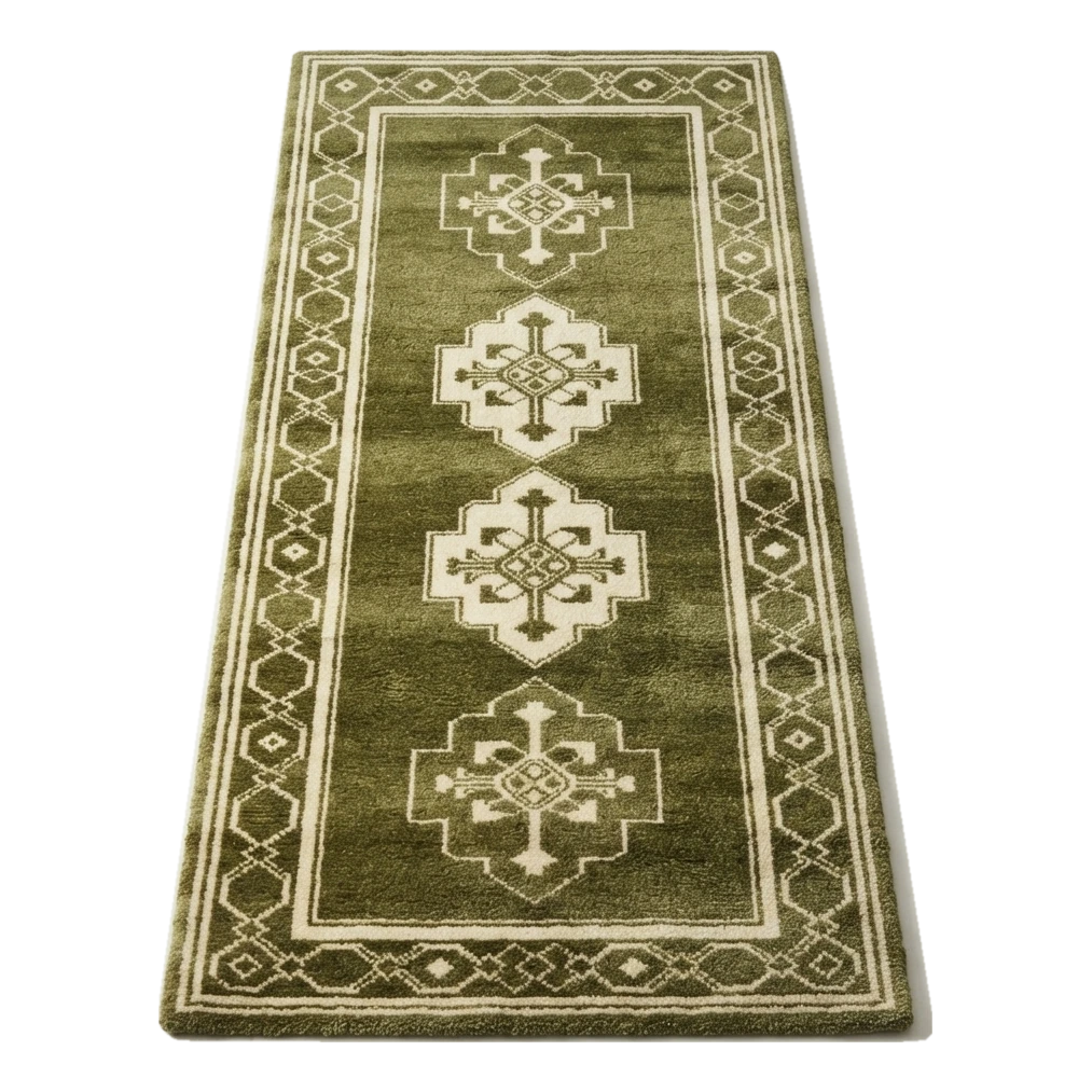 Moss Kazak Trio Hand Tufted Runner Rug