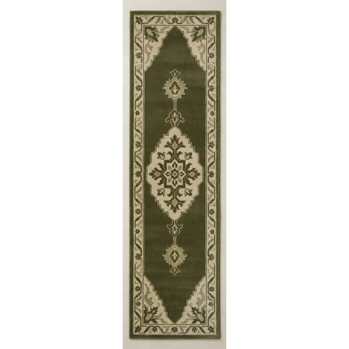 Moss Lantern Vigil Hand Tufted Runner Rug - studio photo