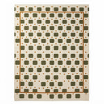Moss Pebble Parade Flatweave Cotton Dhurrie Rug - studio photo