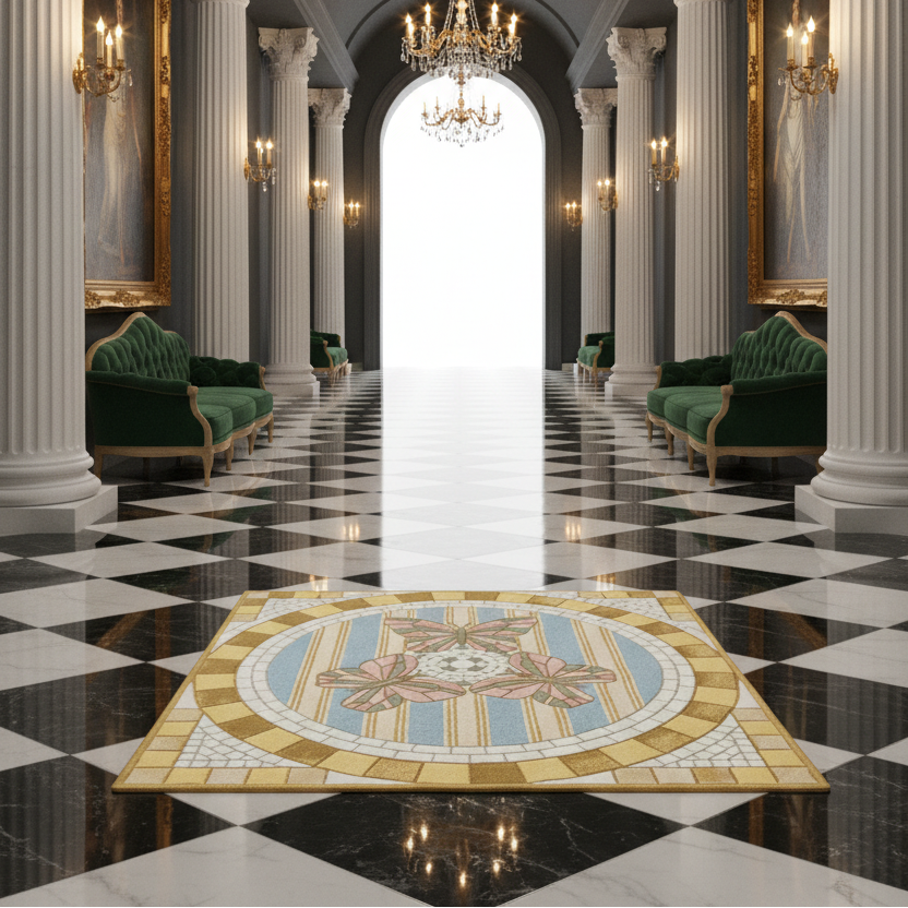 Mozaic Butterfly Hand Tufted Wool Rug