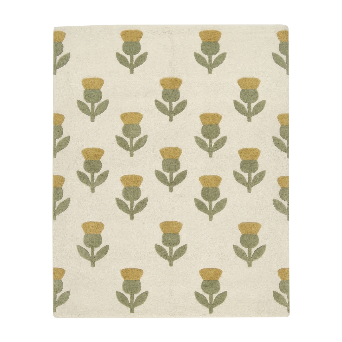 Mughal Floral Motif Hand Tufted Wool Rug 