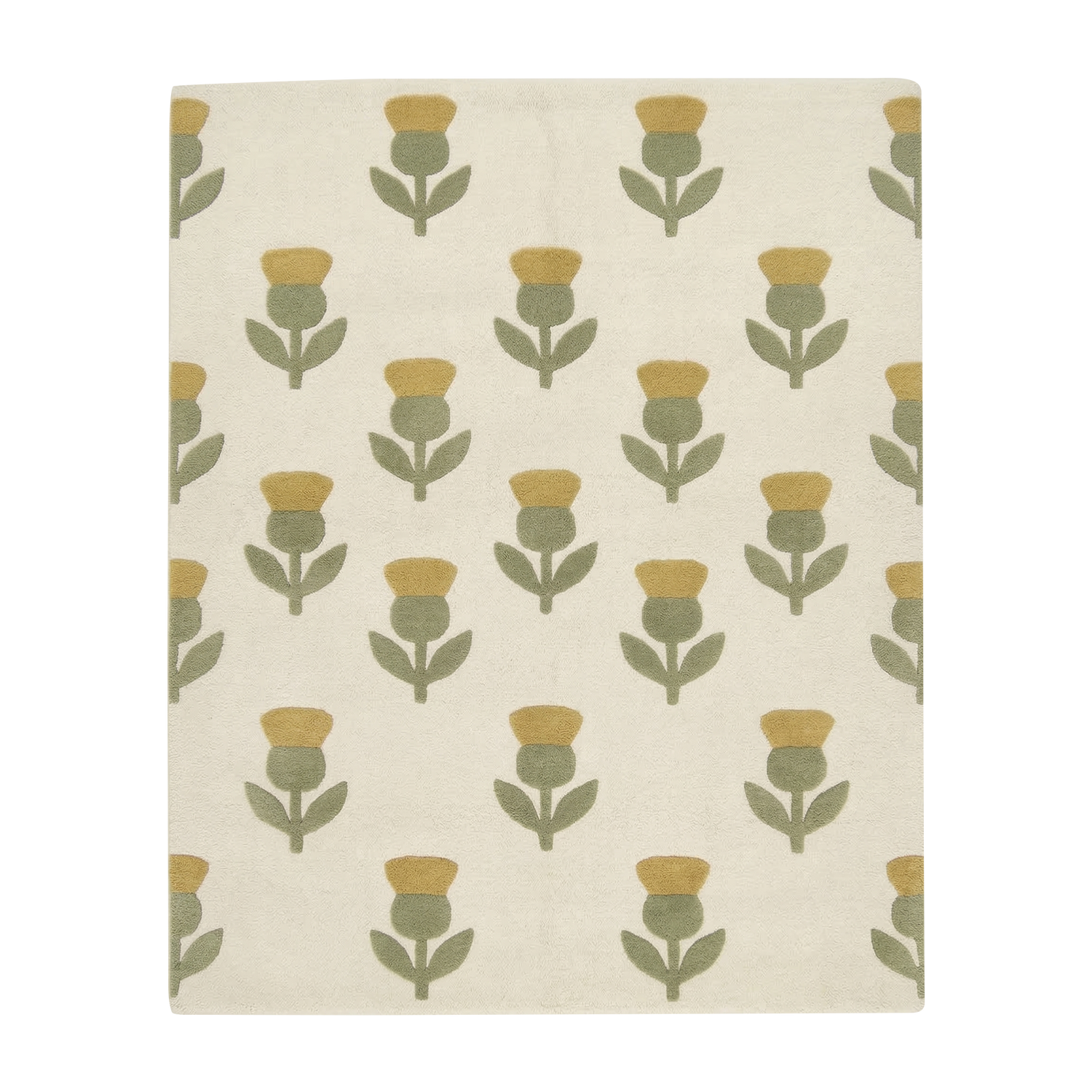 Mughal Floral Motif Hand Tufted Wool Rug 