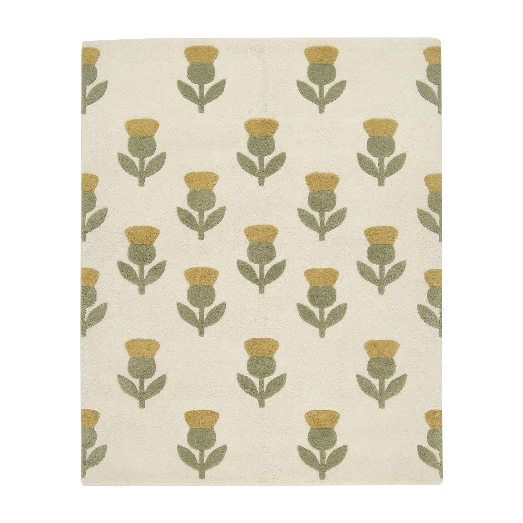 Mughal Floral Motif Hand Tufted Wool Rug 