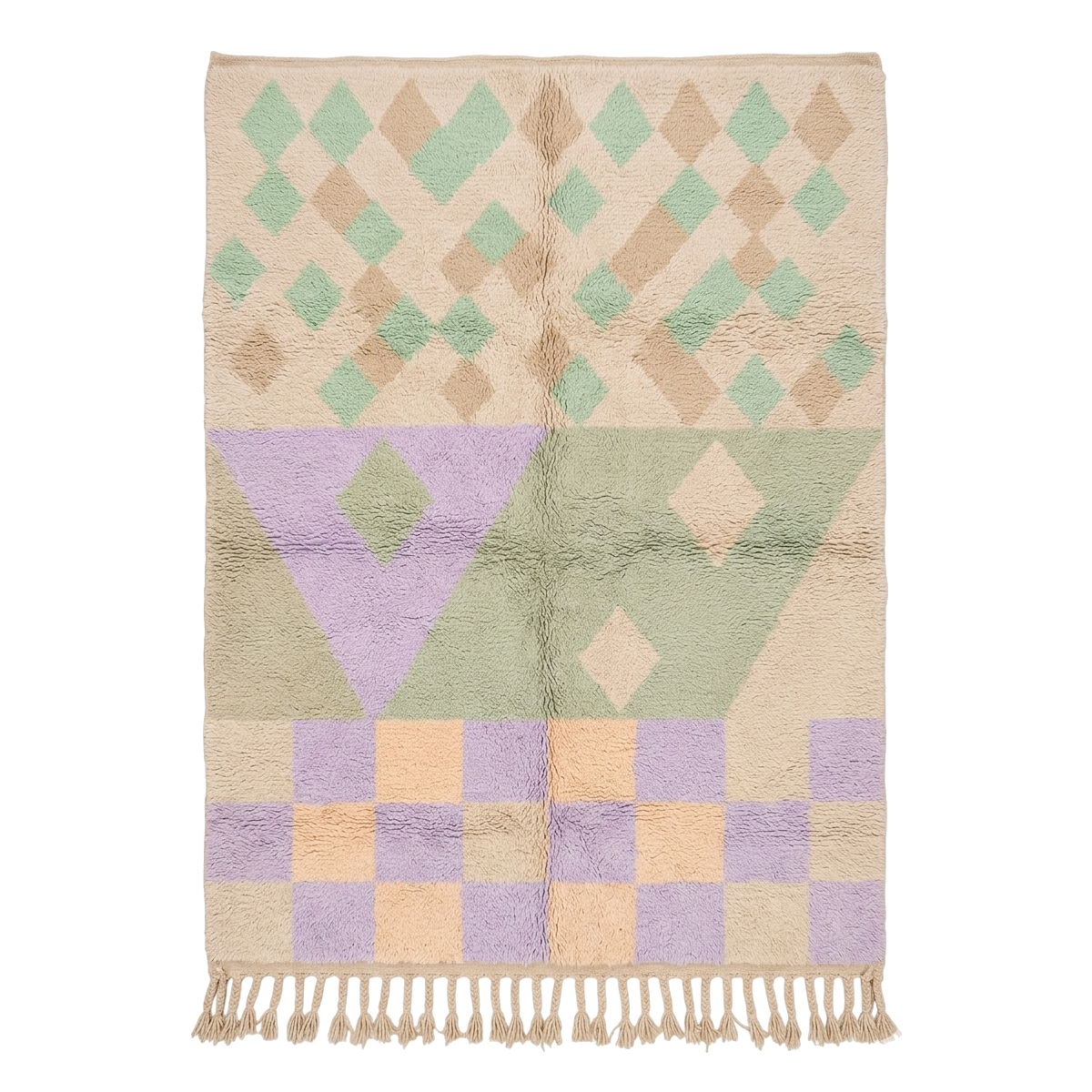 Multi Patterned Pastel Moroccan Shag Rug