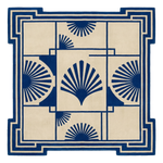 Navy Shell Motif Hand Tufted Wool Rug