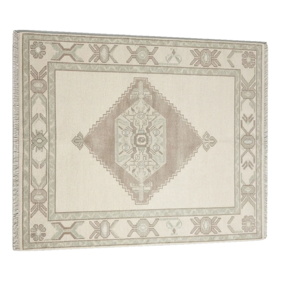 Oatmeal Heirloom Diamond Hand Knotted Rug - alternate view