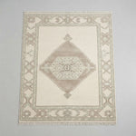 Oatmeal Heirloom Diamond Hand Knotted Rug - studio photo