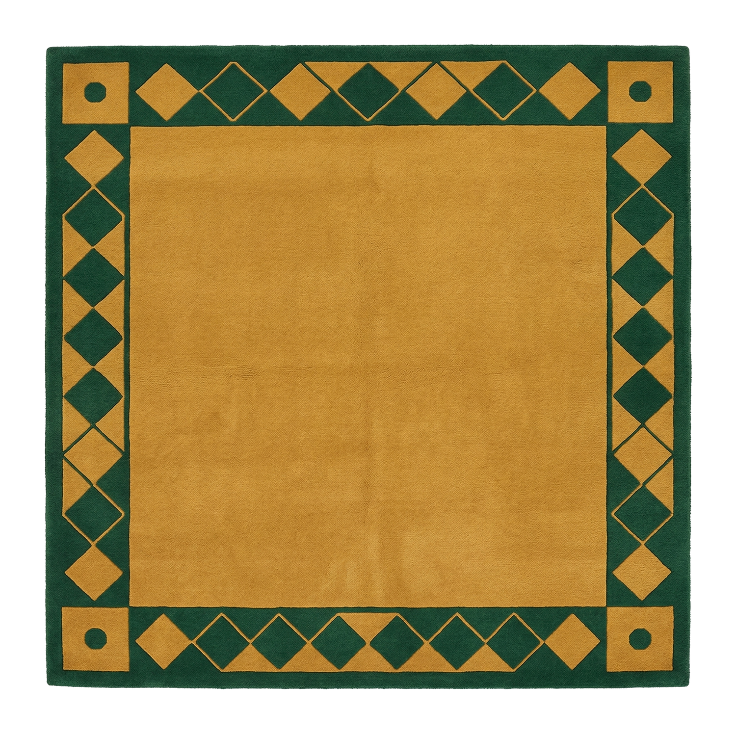 Ochre Diamond Frame Hand Tufted Wool Rug