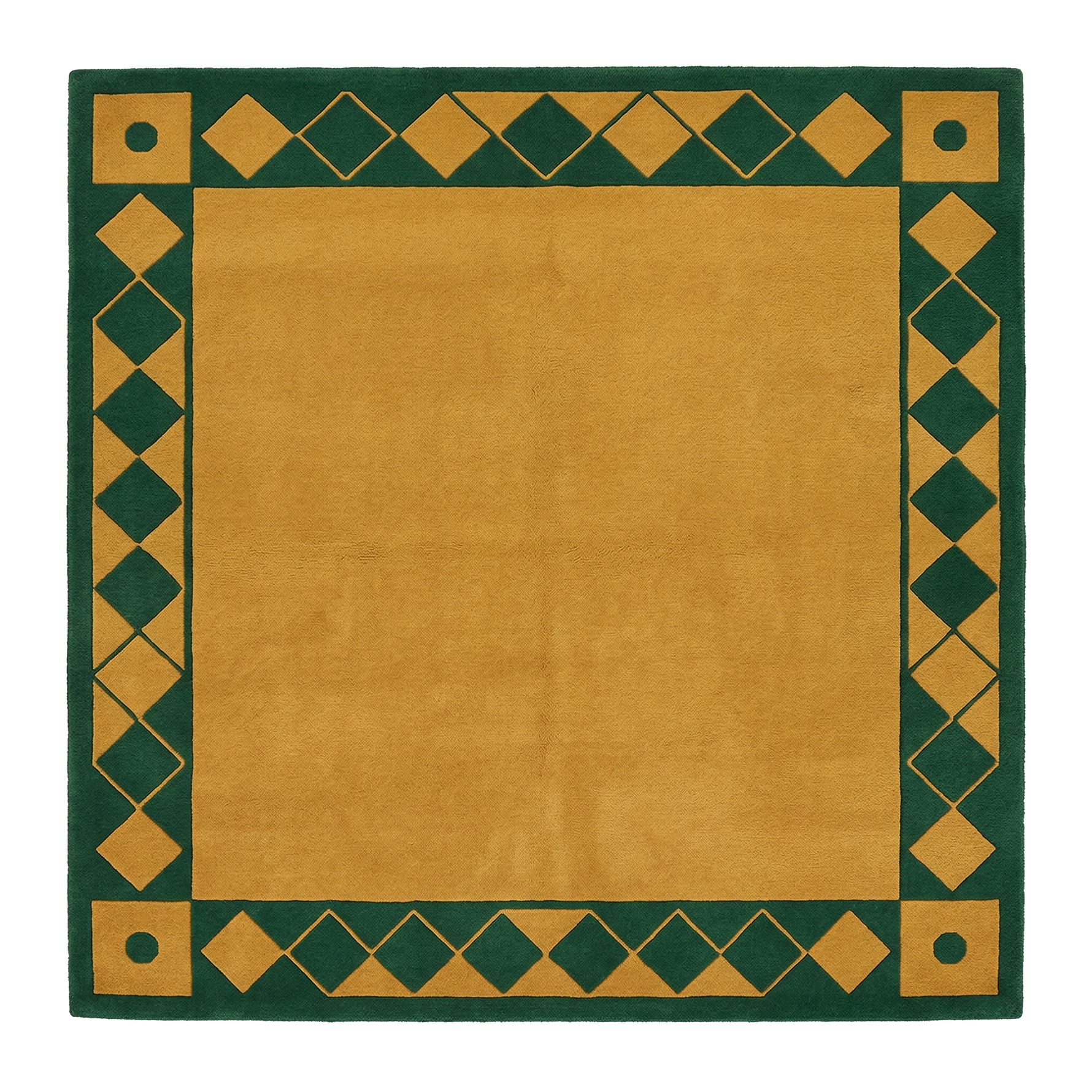 Ochre Diamond Frame Hand Tufted Wool Rug