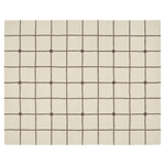 A square area rug with a cream base and a dark brown hand-drawn grid pattern with small dots at the intersections, shown flat against a white background.