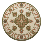 Olive Lotus Carousel Round Hand Tufted Wool Rug