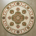 Olive Lotus Carousel Round Hand Tufted Wool Rug - studio photo