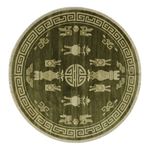 Olive Treasures Round Hand Knotted Rug - alternate view