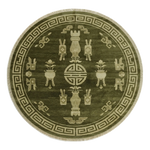 Olive Treasures Round Hand Knotted Rug