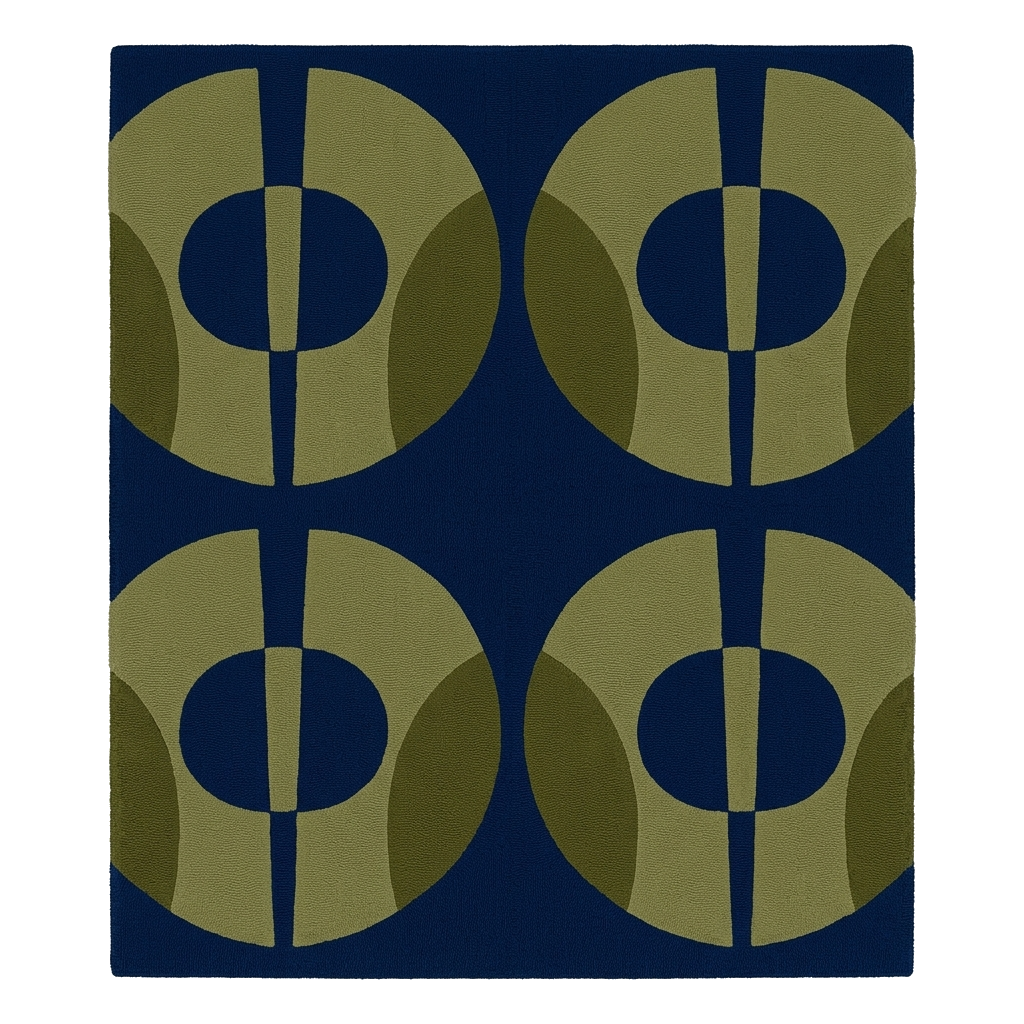 Rug with geometric pattern on a blue background