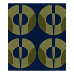 Rug with geometric pattern on a blue background