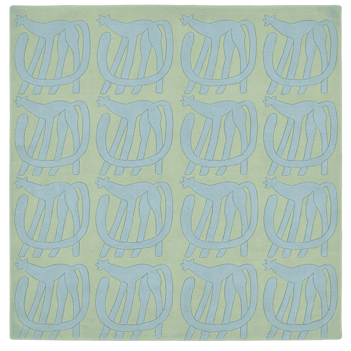 Pattern of blue animals on a green background