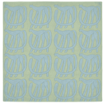 Pattern of blue animals on a green background
