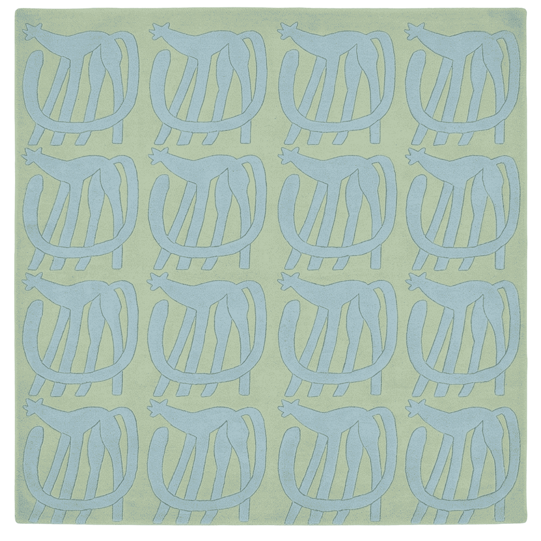 Pattern of blue animals on a green background