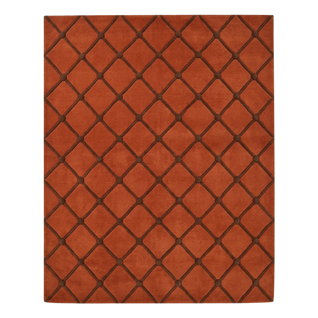 Orange Mesh Hand Tufted Wool Rug