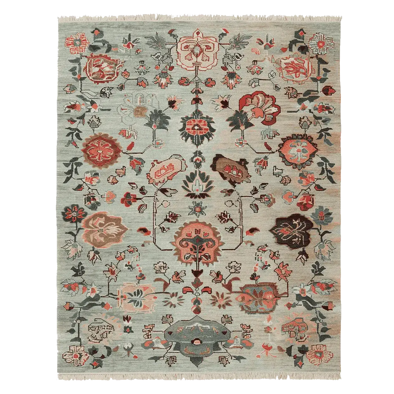 Ornate Floral Weave Hand Knotted Rug