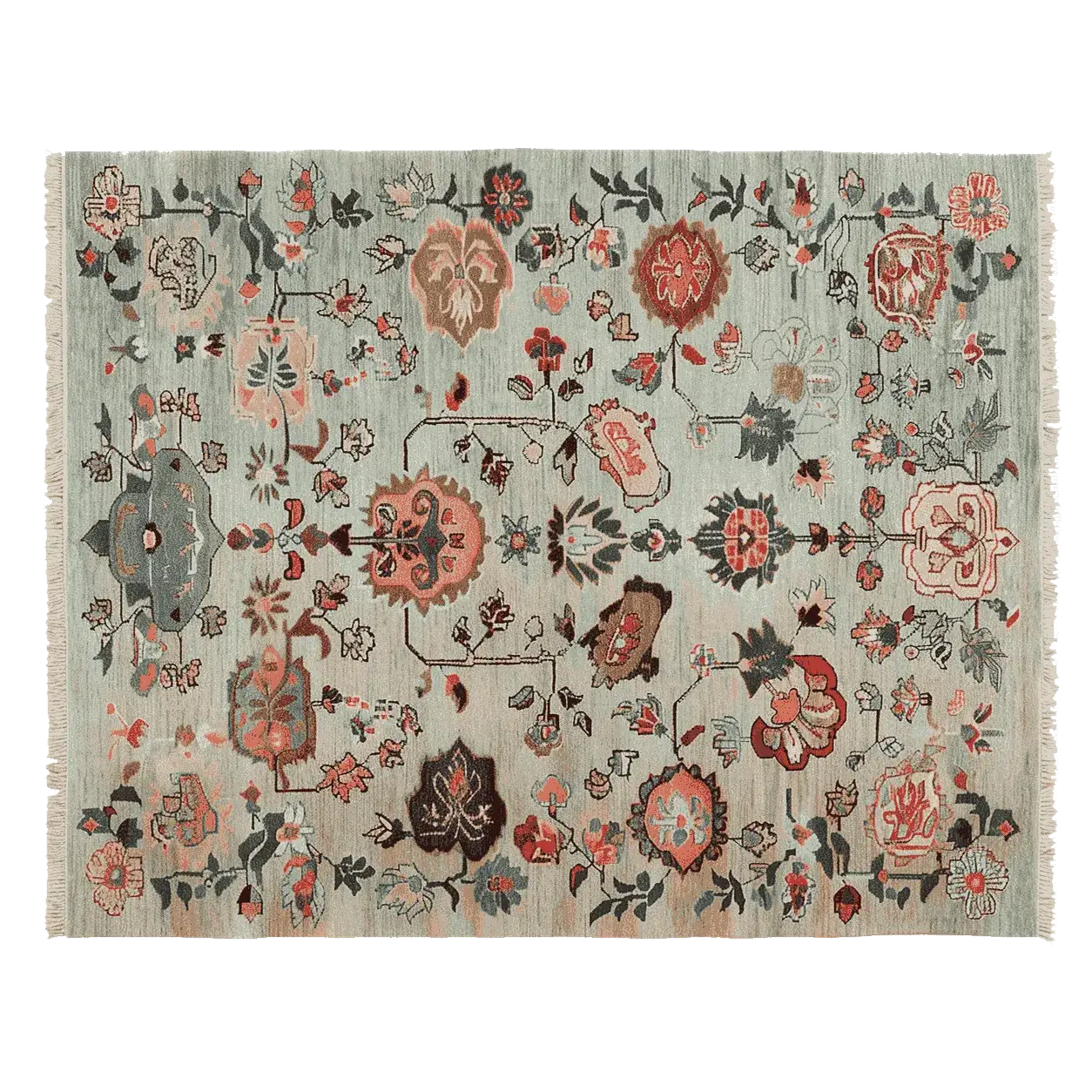 Ornate Floral Weave Hand Knotted Rug