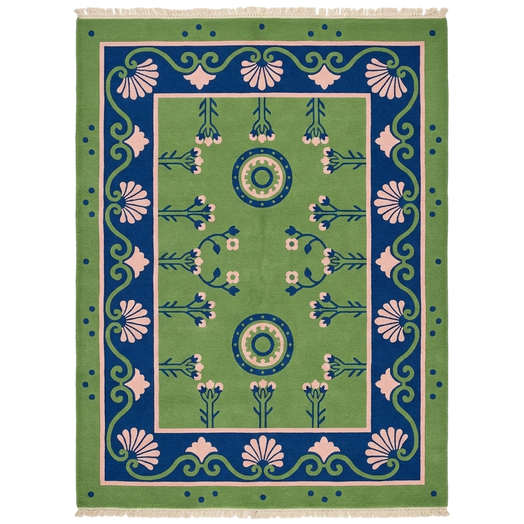 Ornate Vine and Petal Hand Knotted Rug