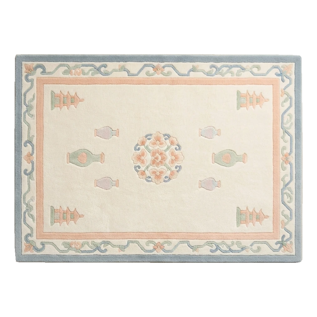 Pagoda Porcelain Garden Hand Tufted Wool Rug - alternate view