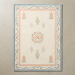 Pagoda Porcelain Garden Hand Tufted Wool Rug - studio photo