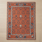 Paprika Palmette Trellis Hand Tufted Wool Rug - studio photo