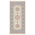 Pastel Blue Starburst Hand Knotted Runner Rug