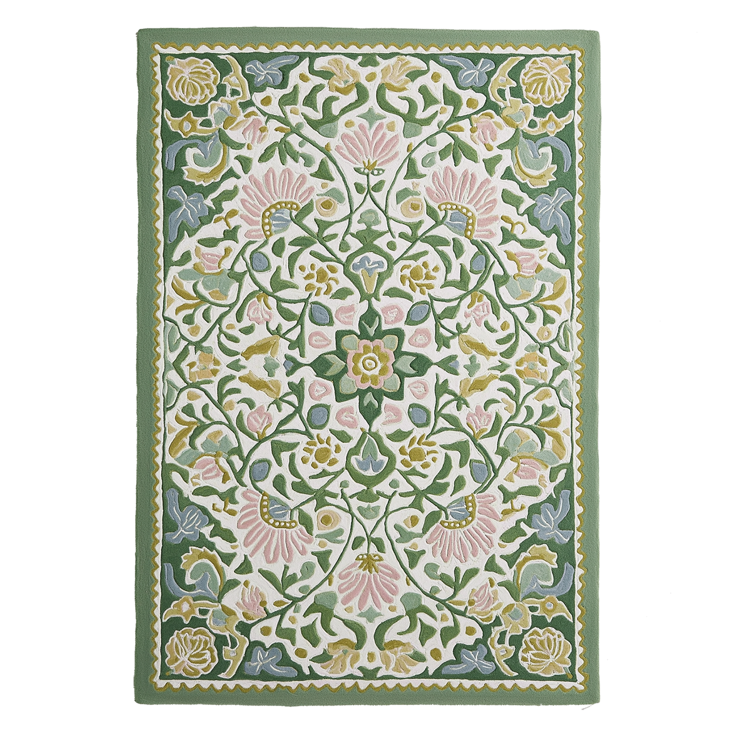 Pastel Botanical Hand Tufted Wool Rug 