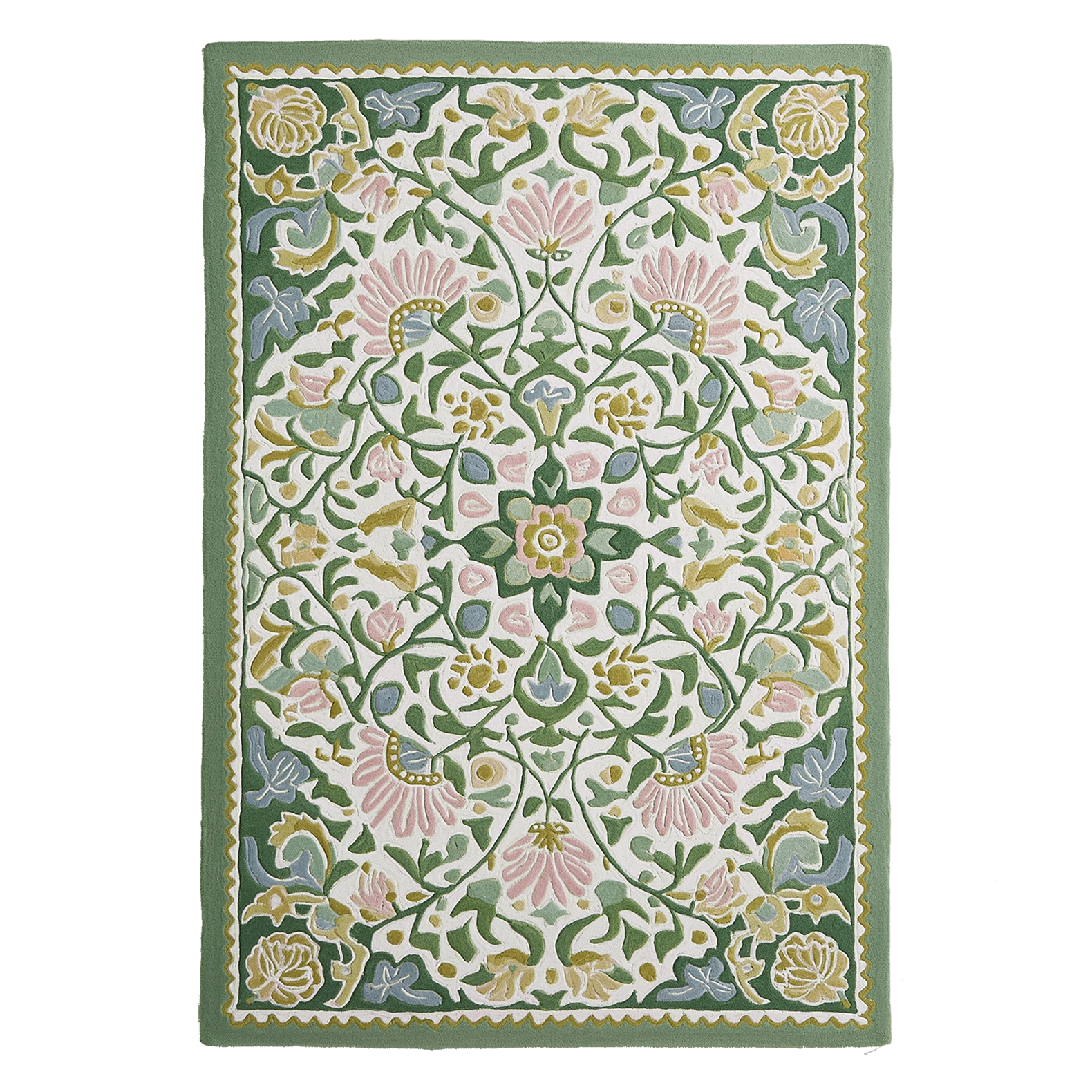 Pastel Botanical Hand Tufted Wool Rug 
