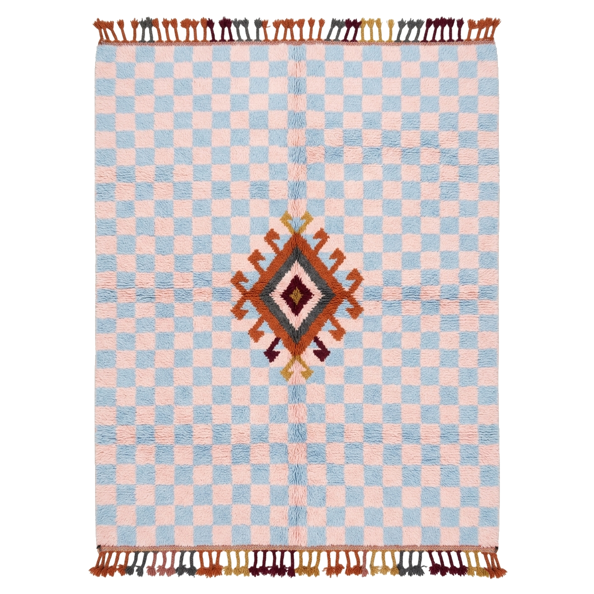 Pastel Checkered Moroccan Shag Rug