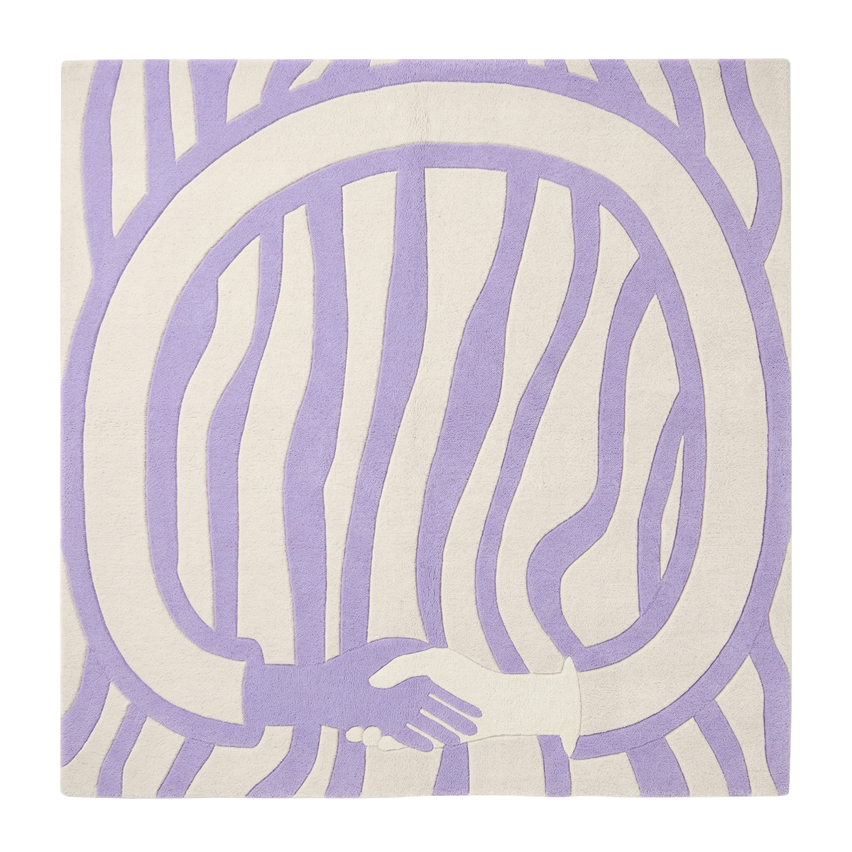 Rug with purple abstract design on a white background